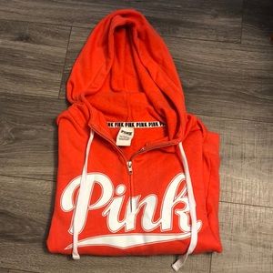 PINK Orange Half-Zip Hoodie
